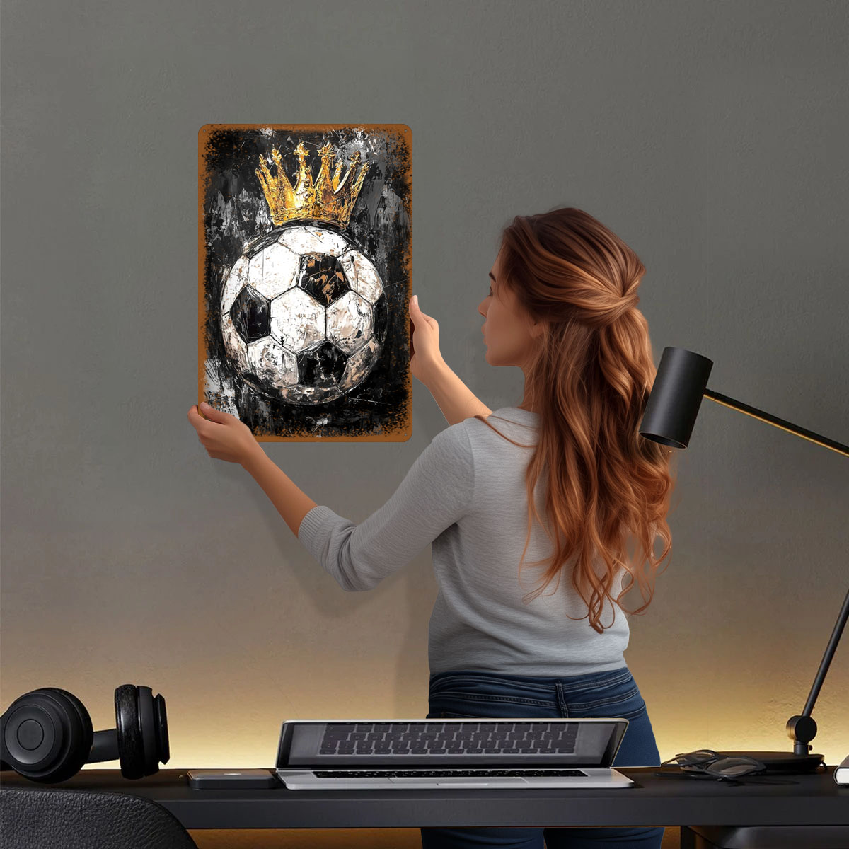 Soccer King Vector Art Tinplat - Home Decor Vector 评论和价格