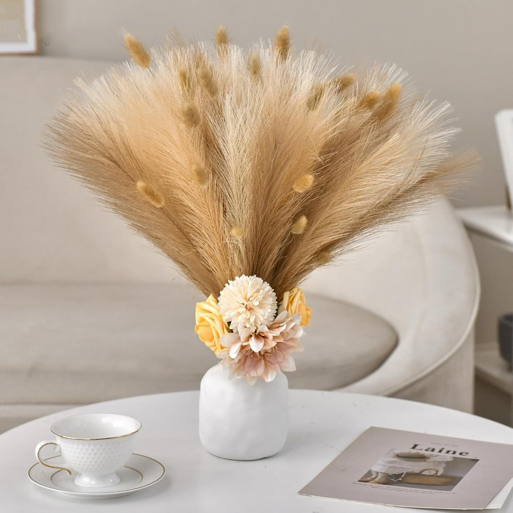 15Pcs Pampas Grass Realistic A - Pampas Grass Decor 评论和价格