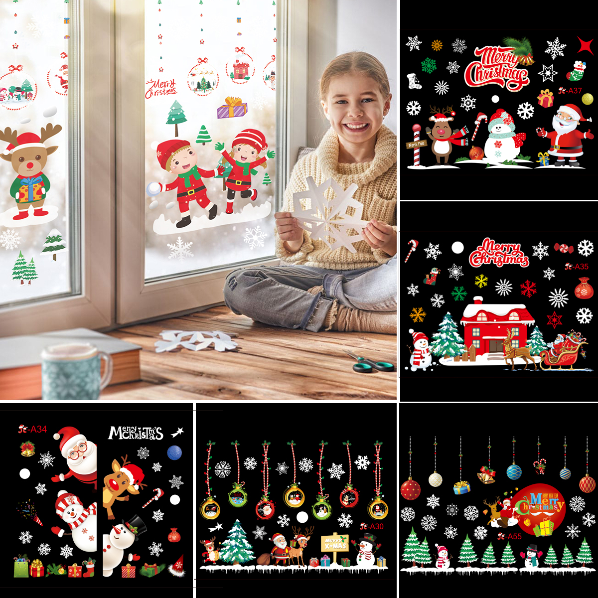 2025 Merry Christmas Wall Stic - Home Decor Window Blinds 评论和价格
