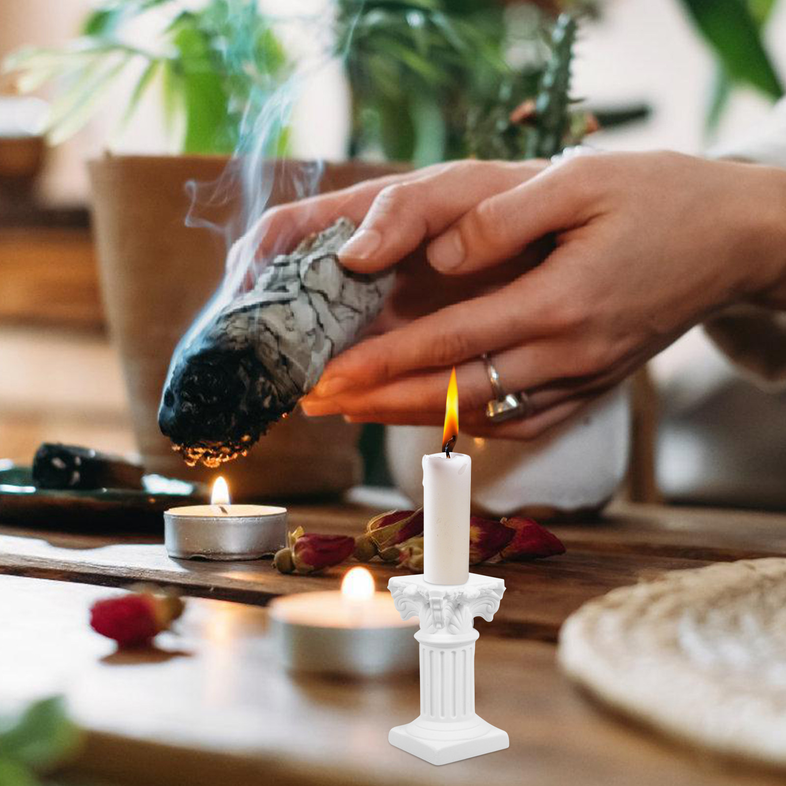 2Pcs Resin Holder Roman Pillar - Home Decor Resin 评论和价格