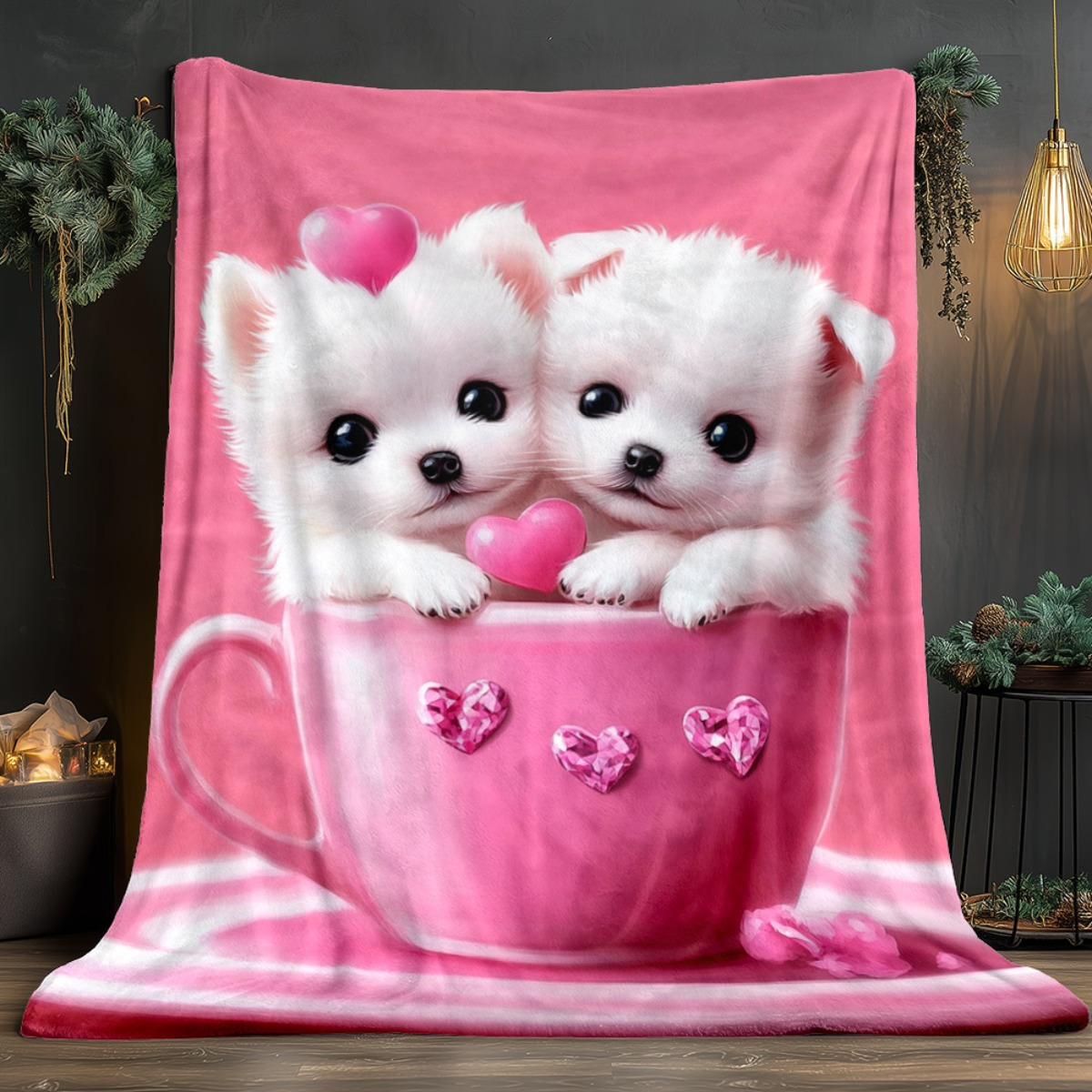Cute Puppies Tea Cup Heart Bla - Home Decor Design Ideas 评论和价格