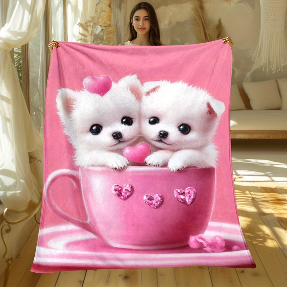 Cute Puppies Tea Cup Heart Bla - Home Decor Design Ideas 评论和价格