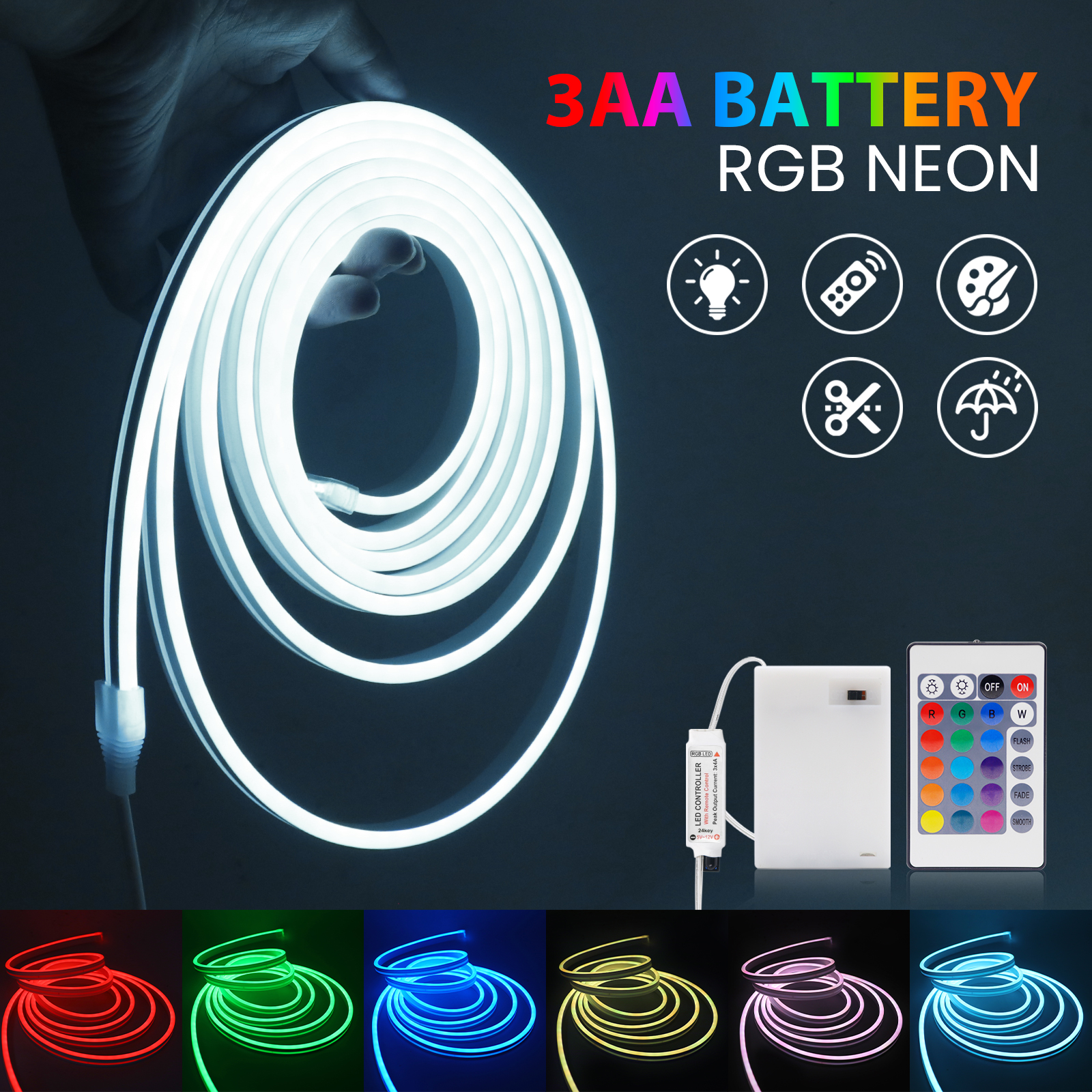 3AA Battery Box RGB Neon LED S - Home Decor App Free 评论和价格