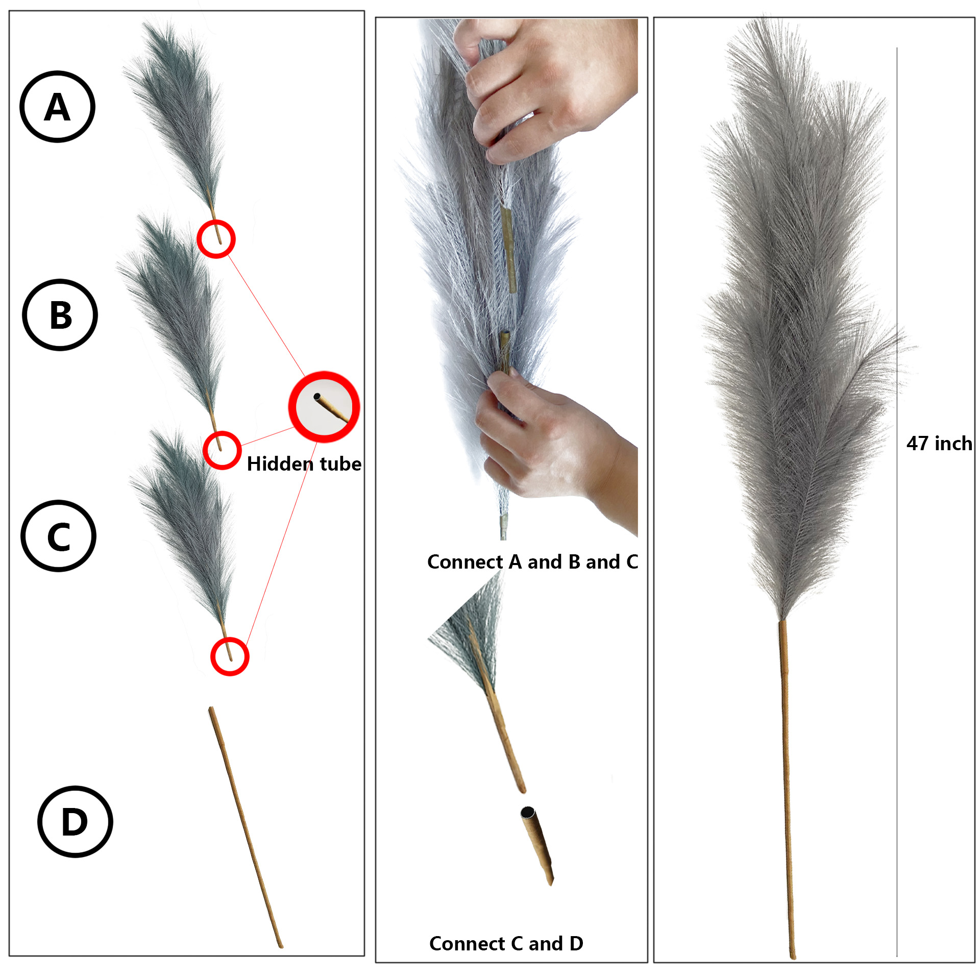 Artificial Faux Pampas Grass L - Pampas Grass Decor 评论和价格