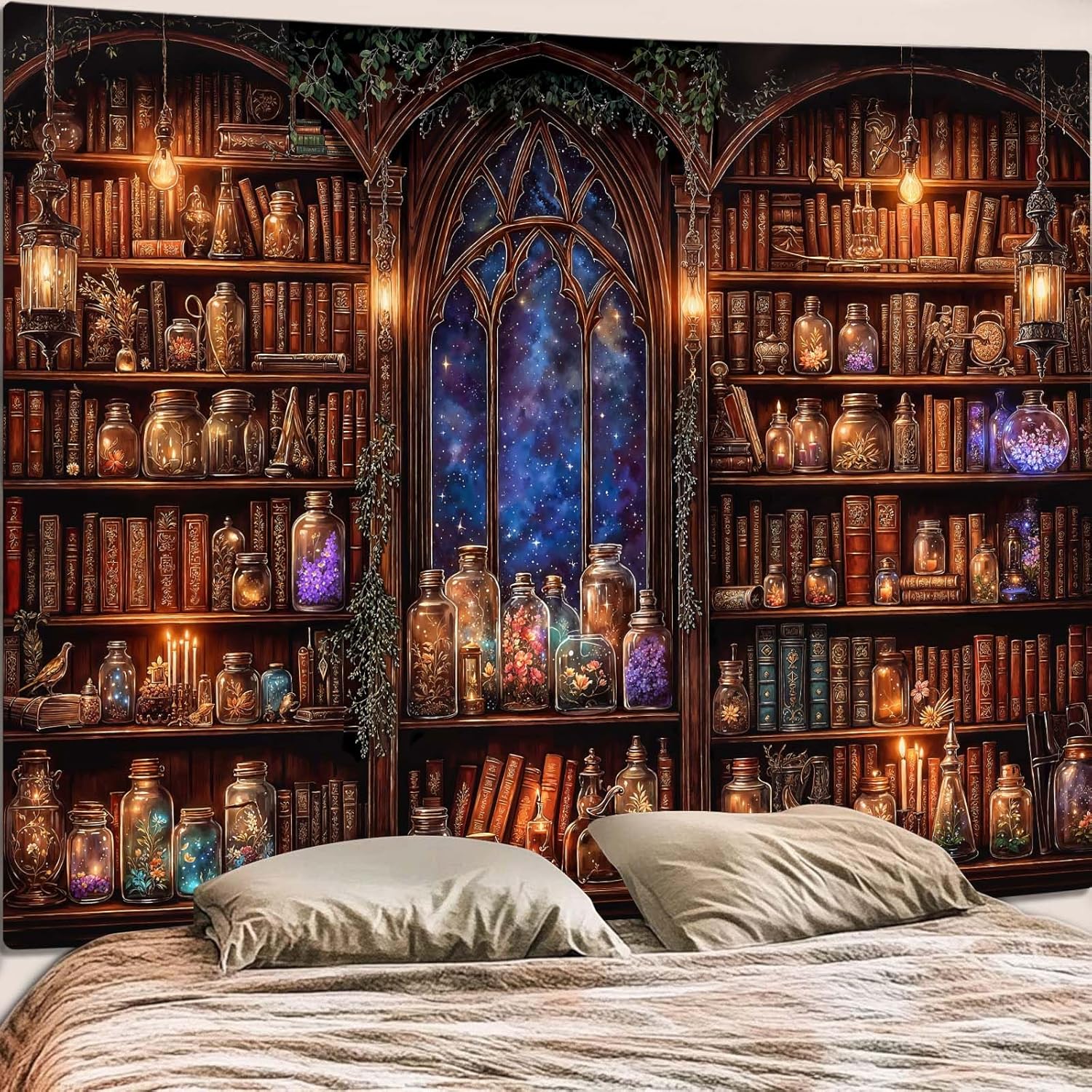 Fantasy Bookshelf Tapestry Med - Home Decor Medieval 评论和价格