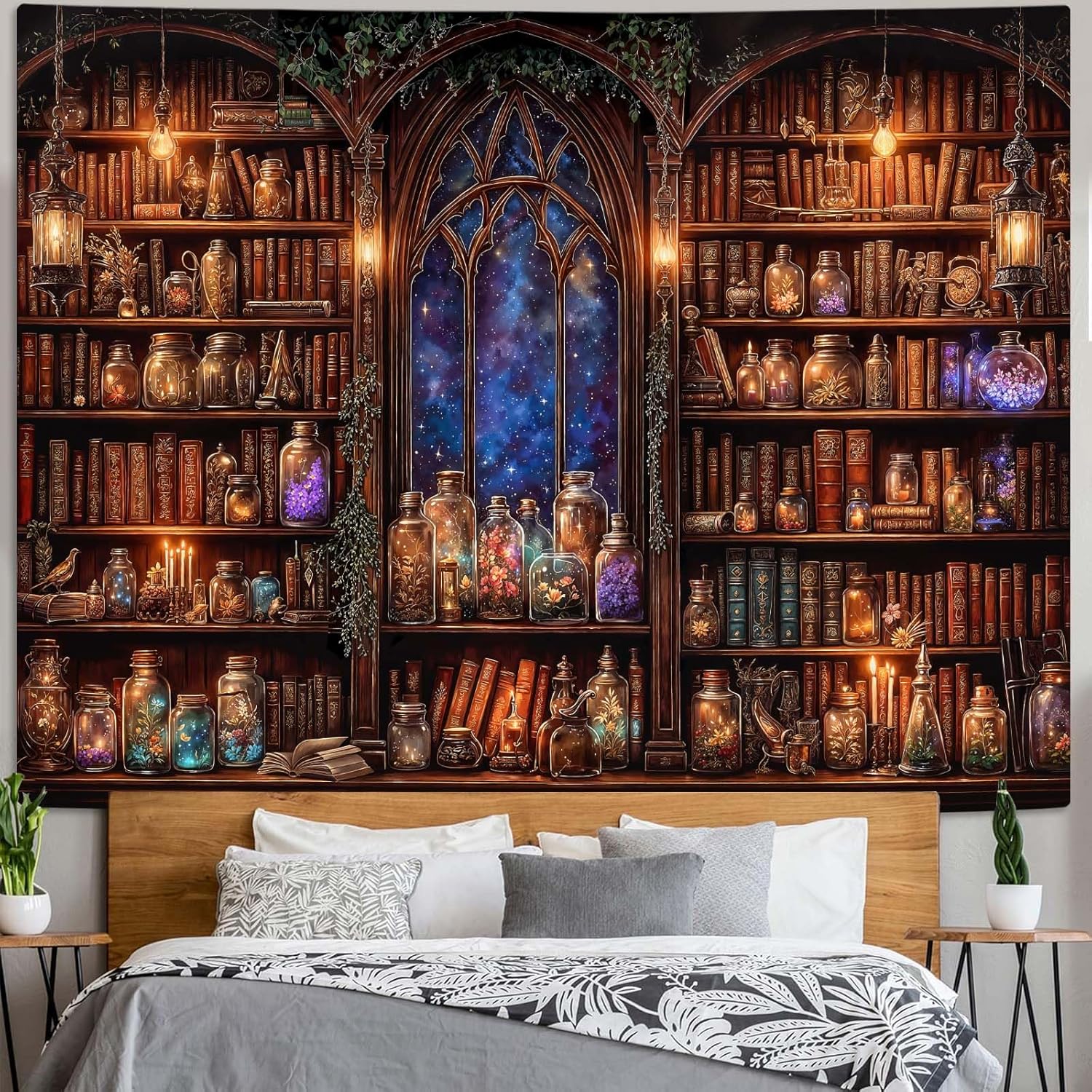 Fantasy Bookshelf Tapestry Med - Home Decor Medieval 评论和价格