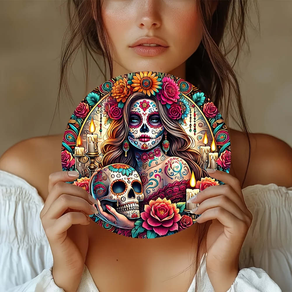 Mexican Sugar Skull Round Alum - Home Decor Interior 评论和价格
