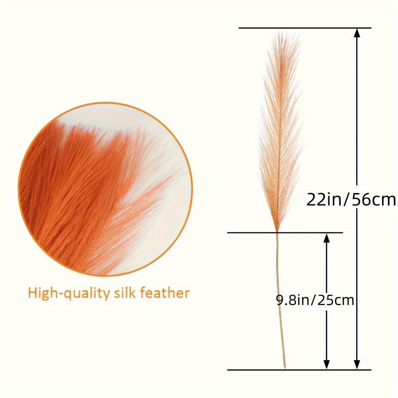 10pcs Vivid Orange Pampas Gras - Pampas Grass Decor 评论和价格