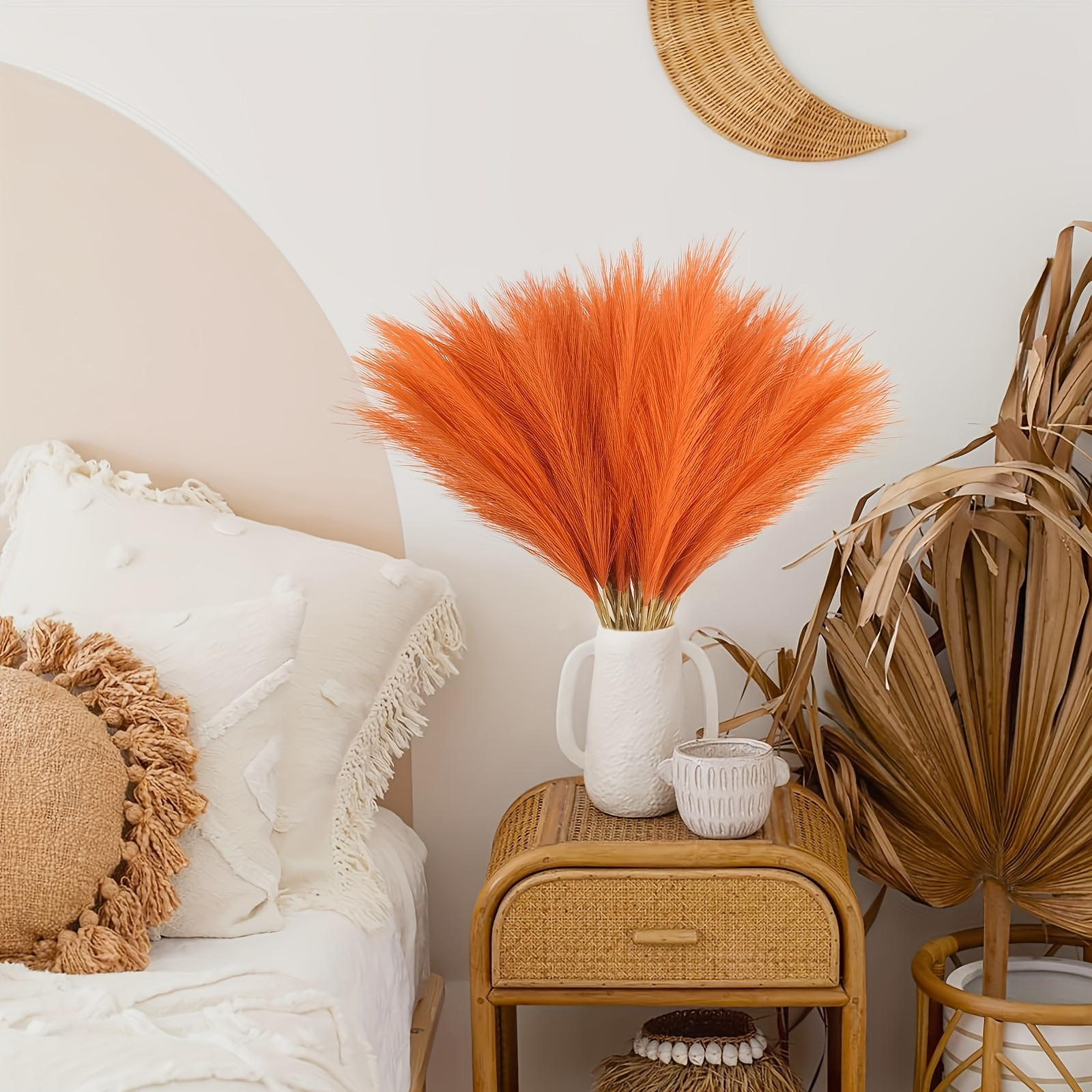 10pcs Vivid Orange Pampas Gras - Pampas Grass Decor 评论和价格