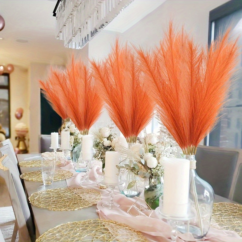 10pcs Vivid Orange Pampas Gras - Pampas Grass Decor 评论和价格
