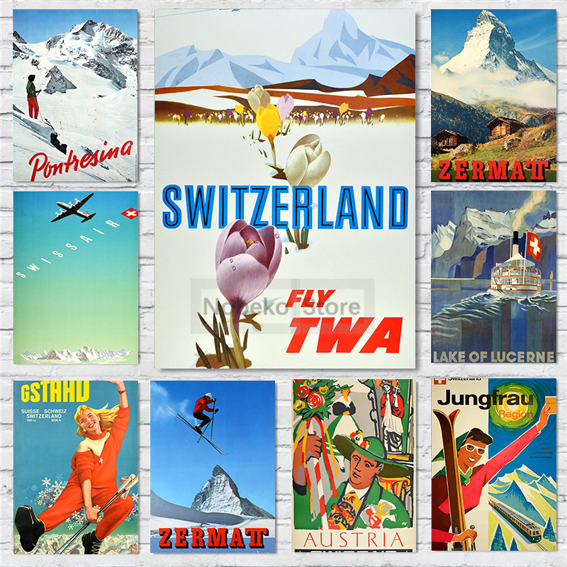 Switzerland Vintage Travel Pos - Home Decor Zurich 评论和价格