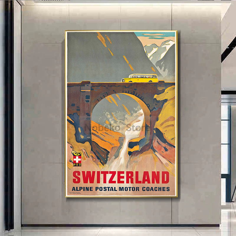 Switzerland Vintage Travel Pos - Home Decor Zurich 评论和价格