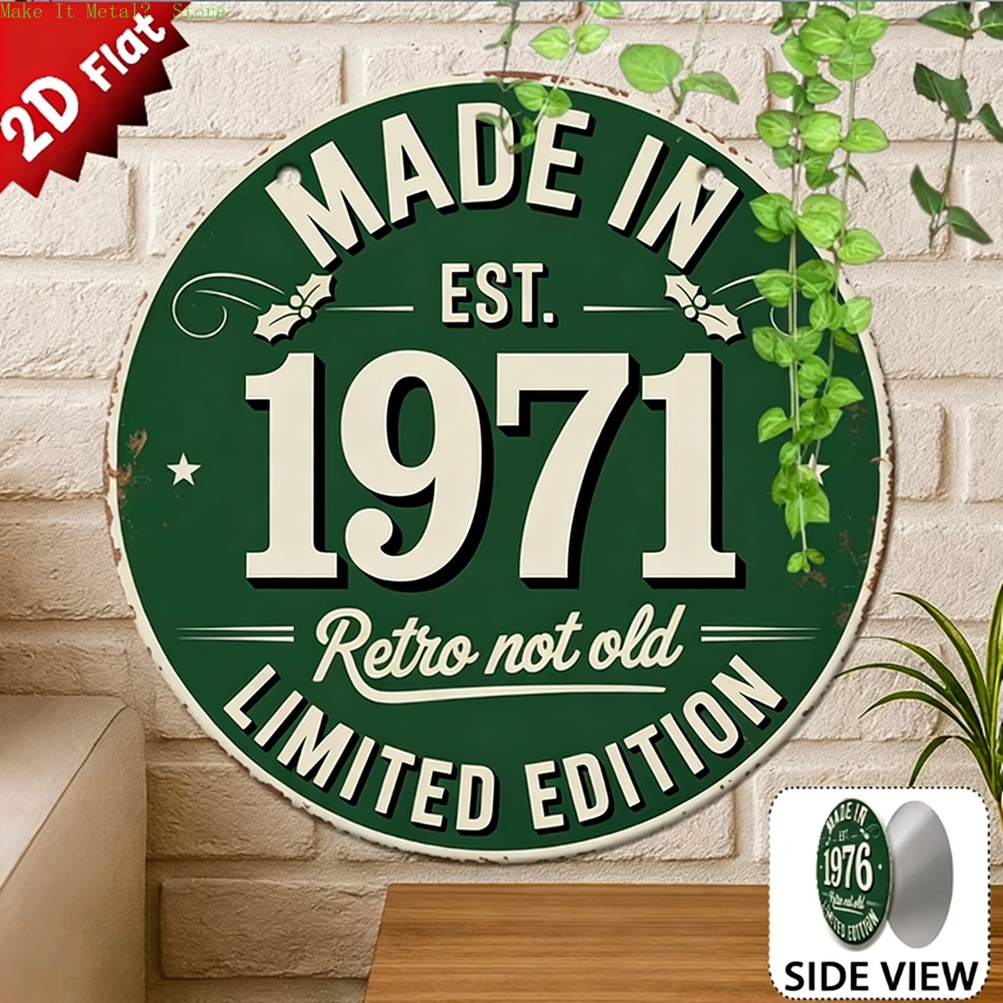 Made in 1976 Retro Not Old 2D  - Home Decor Green 评论和价格