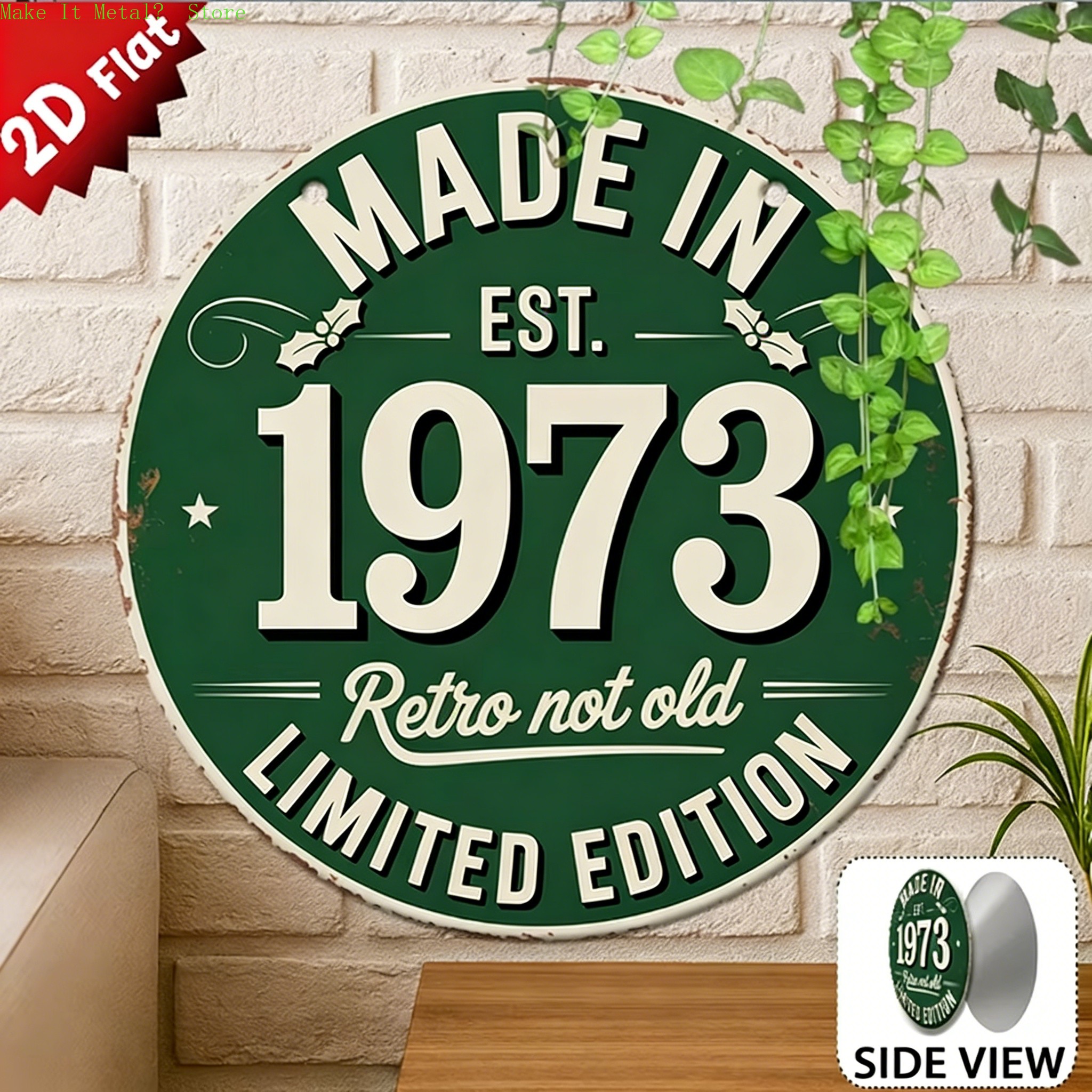 Made in 1976 Retro Not Old 2D  - Home Decor Green 评论和价格