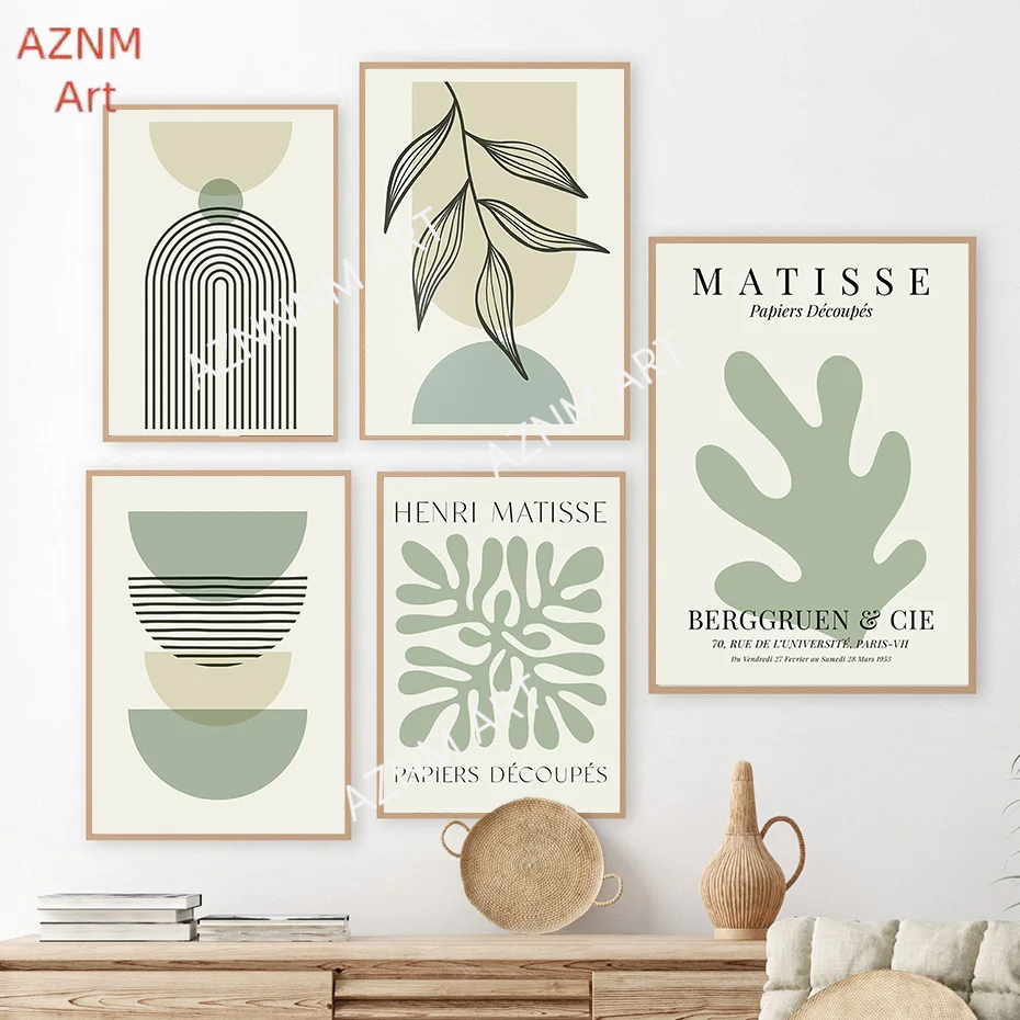 Sage Green Leaf Geometry Line  - Home Decor Green 评论和价格