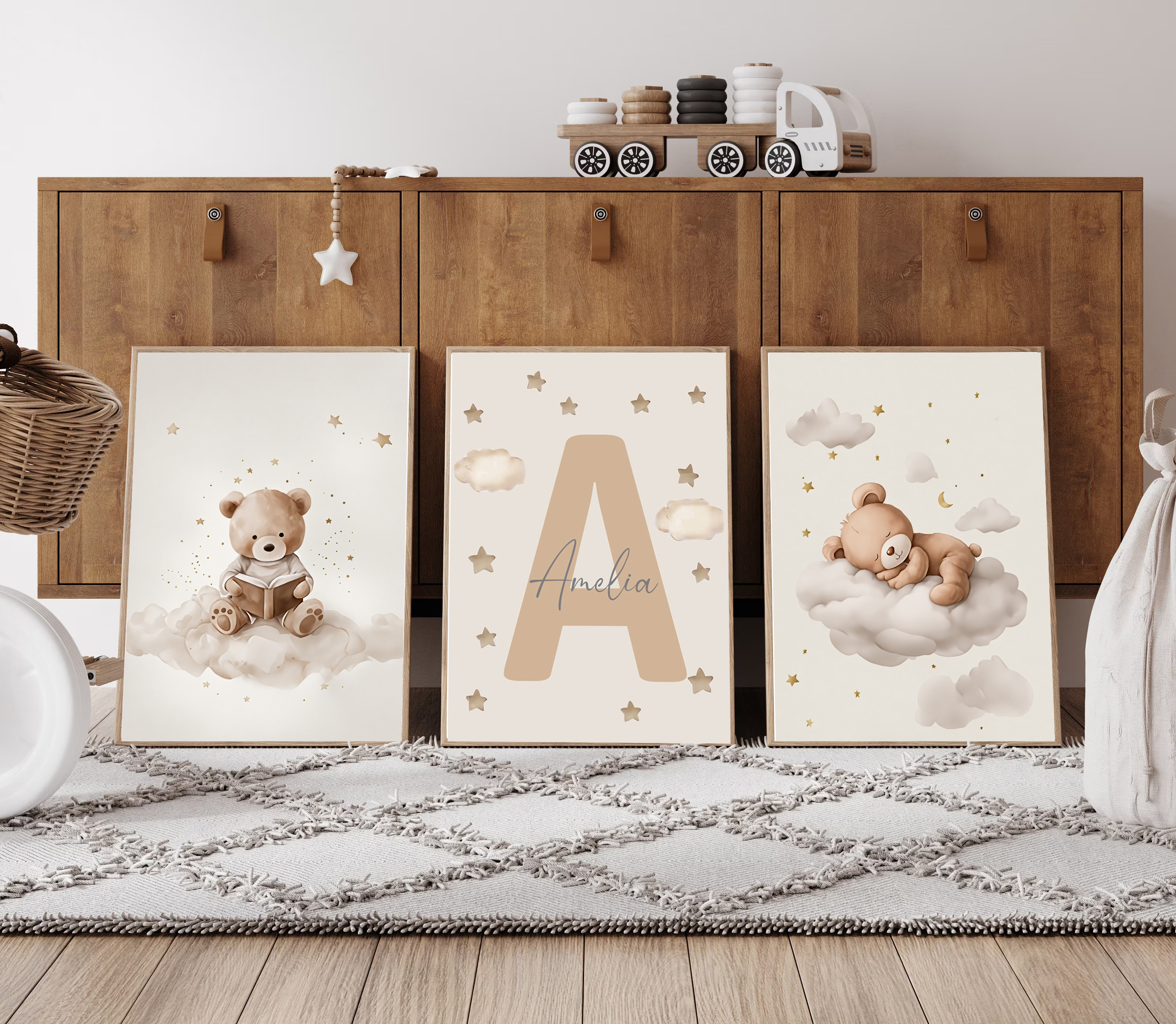 3pcs/set Bohemian Teddy Bear A - Home Decor Canvas 评论和价格
