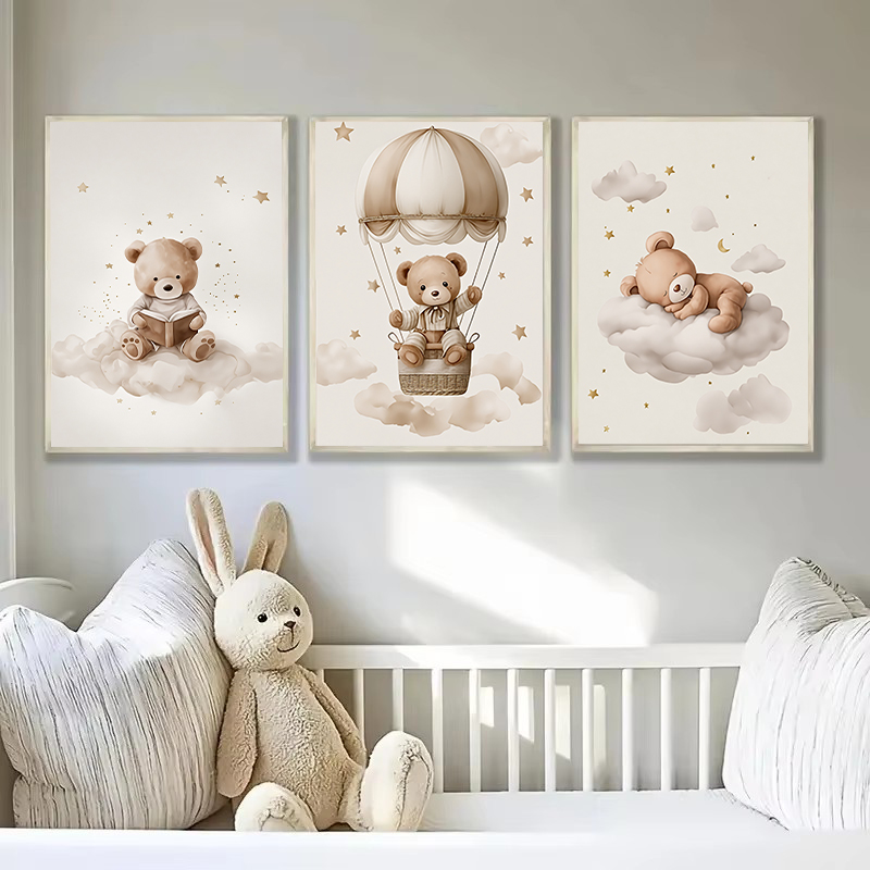 3pcs/set Bohemian Teddy Bear A - Home Decor Canvas 评论和价格