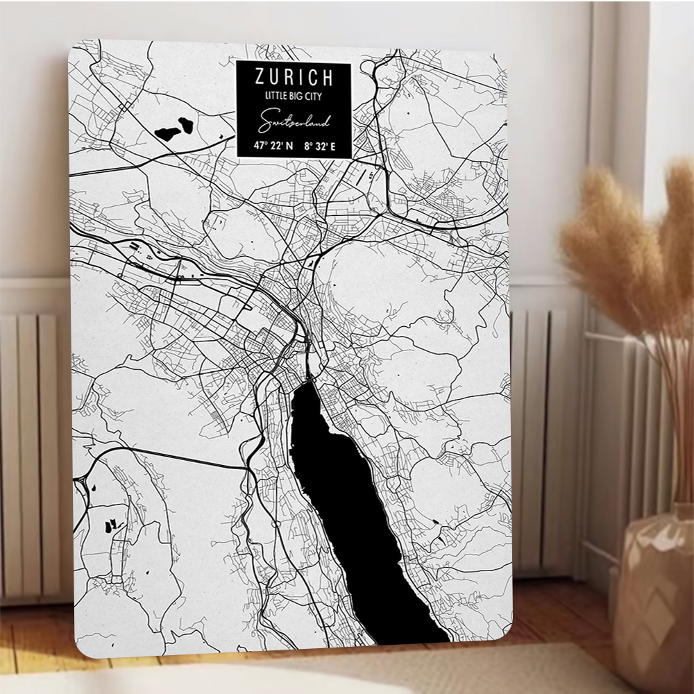 Zurich City Map Metal Wall Art - Home Decor Zurich 评论和价格